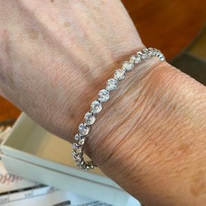 Unique Diamonique sterling silver bangle